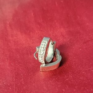 Elegant Crystal Adorned Huggy Hoop Earrings By Inox